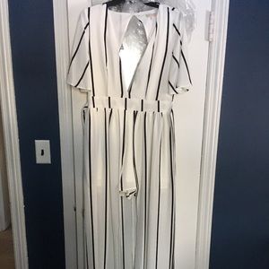 White & Black Stripe Maxi Romper. BNWT